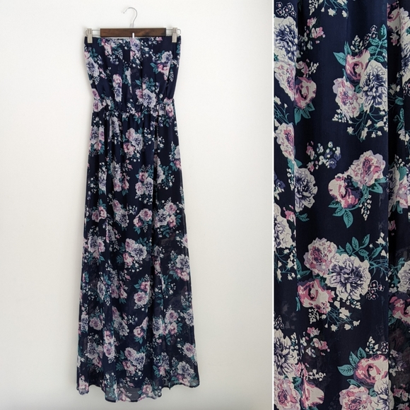 KISMET Floral Strapless Maxi Dress, S - Picture 1 of 7